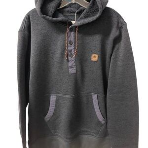 Element Men's Navy Hooded Pullover Highland Henley Sweatshirt Padded Elbows  XL